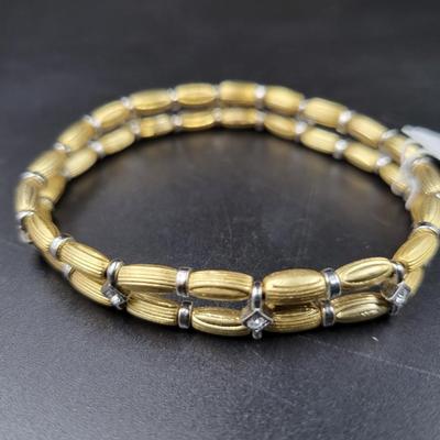 LIA SOPHIA HEMATITE BEAD GOLD TONED STRETCH BRACELET