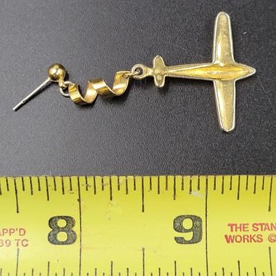 CUTE GOLD TONED AIRPLANE EARRINGS