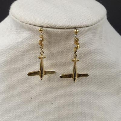 CUTE GOLD TONED AIRPLANE EARRINGS