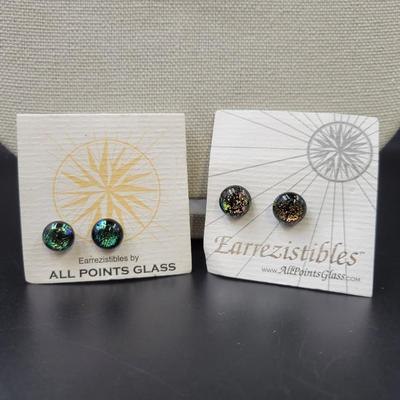 EARREZISTABLES DICHROIC GLASS EARRINGS BY ALL POINTS GLASS DUO