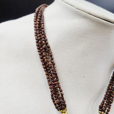 BEAUTIFUL WOOD HEART & BEAD ARTISTIC NECKLACE