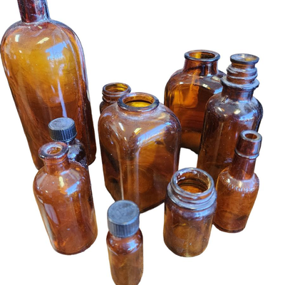 Vintage 10 Count Brown Glass Bottles