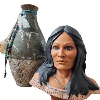 Vase & Provincial Mold Native American Head Busts Decor