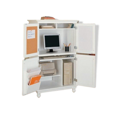 White Wood Computer Armoire Computer Workstation Office Furniture