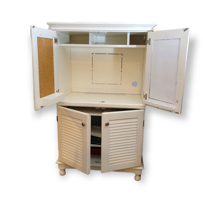 White Wood Computer Armoire Computer Workstation Office Furniture