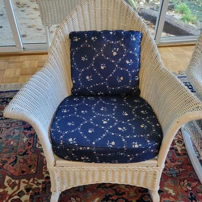 Pair of Wicker Rocking Chairs and Cushions (P-DW)