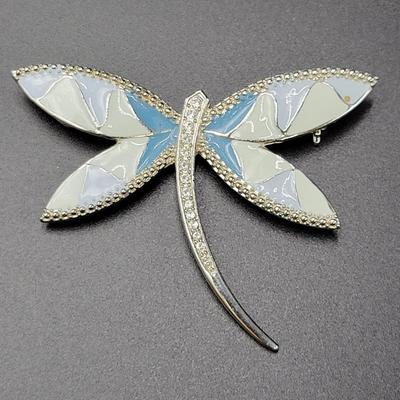 BEAUTIFUL BLUE & SILVER TONED DRAGON PIN