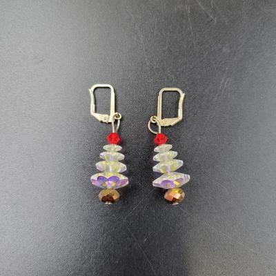 CUTE CRYSTAL ARTISTIC CHRISTMAS TREE EARRINGS