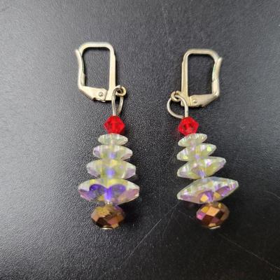 CUTE CRYSTAL ARTISTIC CHRISTMAS TREE EARRINGS