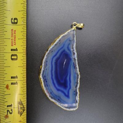 DYED GEODE SLICED ROCK PENDANT