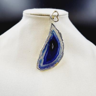 DYED GEODE SLICED ROCK PENDANT