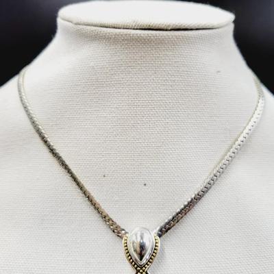 VINTAGE NAPIER 17" FLAT ROPE SILVER & GOLD TONES W/ ACCENT NECKLACE