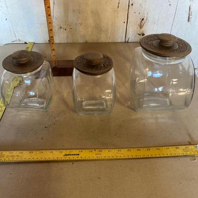 Three vintage glass cookie/candy jars