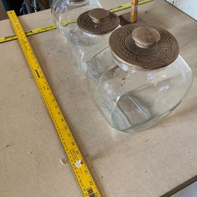 Three vintage glass cookie/candy jars