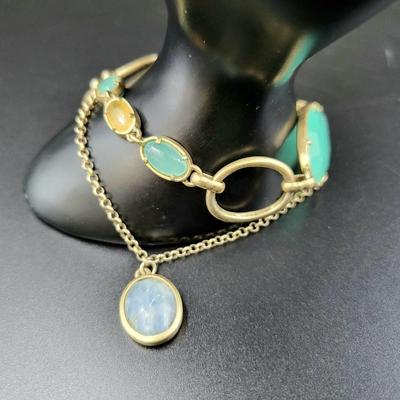 KENNETH COLE GOLD TONED MATTE STONE BRACELET