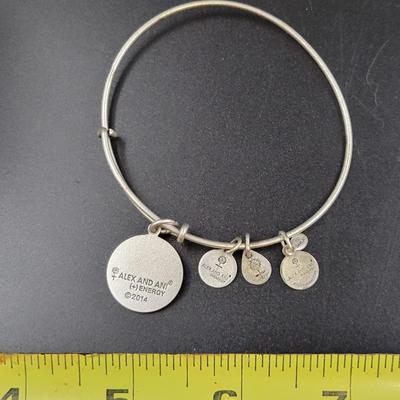 ALEX & ANI + ENERGY BANGLE BAR "FLEUR DE LIS" SILVER TONED EXPANDABLE BRACELET