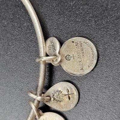 ALEX & ANI + ENERGY BANGLE BAR "FLEUR DE LIS" SILVER TONED EXPANDABLE BRACELET