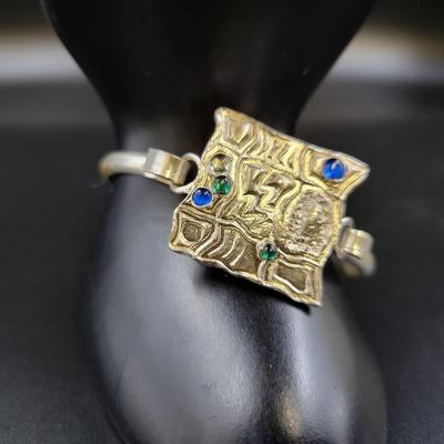 HAND CRAFTED ARTISTIC STAMPED .925 & SIGNED BRACELET