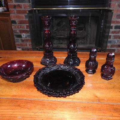 Avon ruby red glassware