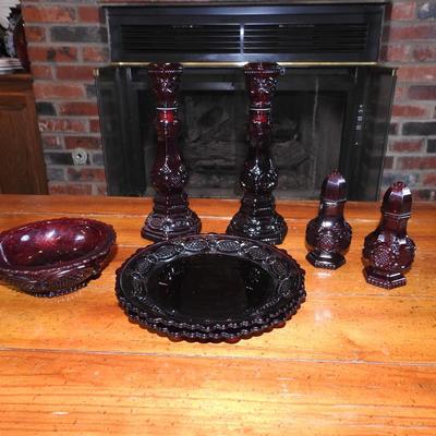 Avon ruby red glassware