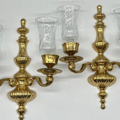 Pair (2) ~ Solid Brass Wall Hanging Candelabras