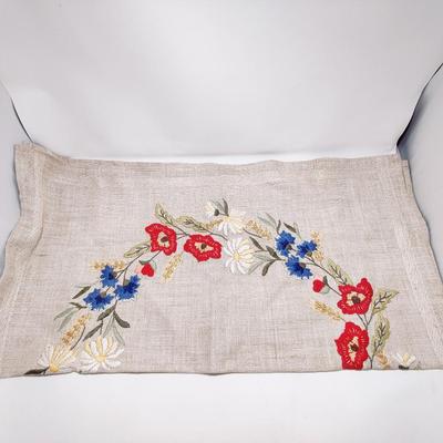 BEAUTIFUL JOBELAN CROSS STITCH LINEN TABLECLOTH MADE IN WEST GERMANY