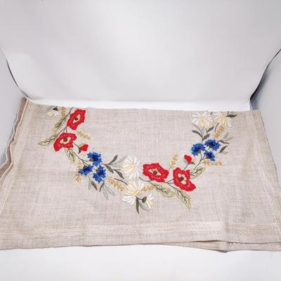 BEAUTIFUL JOBELAN CROSS STITCH LINEN TABLECLOTH MADE IN WEST GERMANY