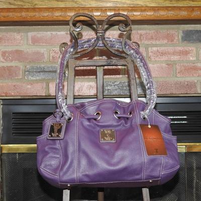 Tignanello purple leather hobo bag