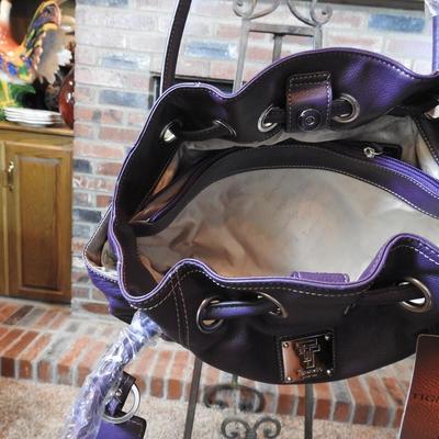 Tignanello purple leather hobo bag