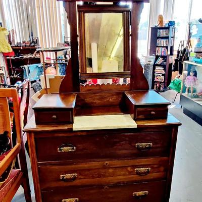 BEAUTIFUL ANTIQUE DRESSER W/ MARBLE INSERT