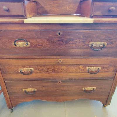 BEAUTIFUL ANTIQUE DRESSER W/ MARBLE INSERT