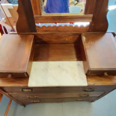 BEAUTIFUL ANTIQUE DRESSER W/ MARBLE INSERT