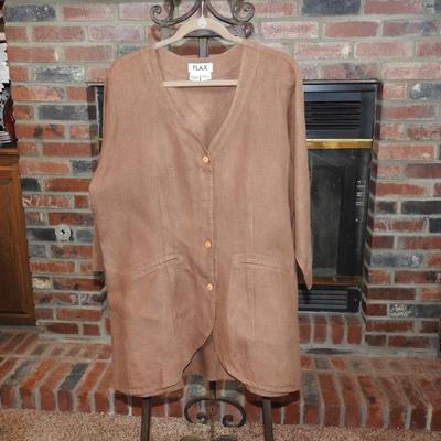 Flax three-quarter length sleeve tunic top