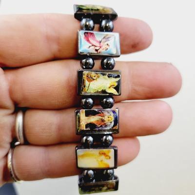 RELIGIOUS HEMATITE STRECH BRACELET