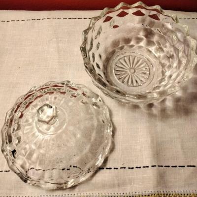 Glass Covered Candy Nut Dish American Clear by FOSTORIA