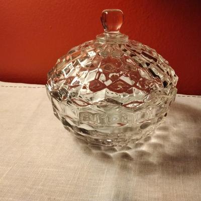 Glass Covered Candy Nut Dish American Clear by FOSTORIA