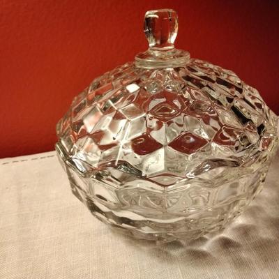Glass Covered Candy Nut Dish American Clear by FOSTORIA