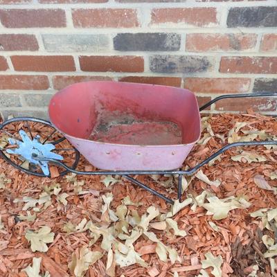 Outdoor yard art wheelbarrow