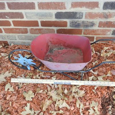 Outdoor yard art wheelbarrow