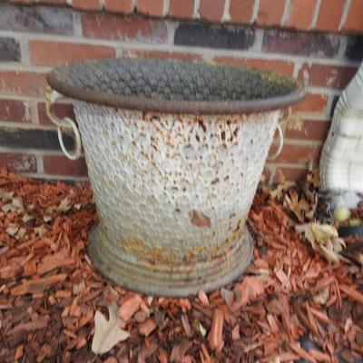 Old metal planter