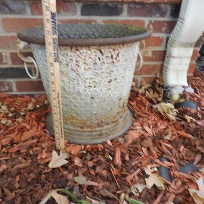 Old metal planter