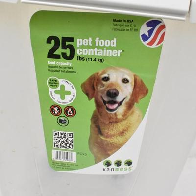 Van Ness 25 lb Dog Food Storage Container on Wheels, Used
