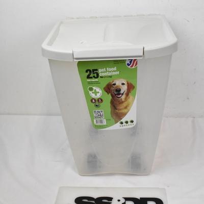 Van Ness 25 lb Dog Food Storage Container on Wheels, Used