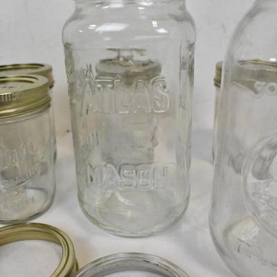 12 Mason Canning Jars, Kerr, Atlas, Golden Harvest,