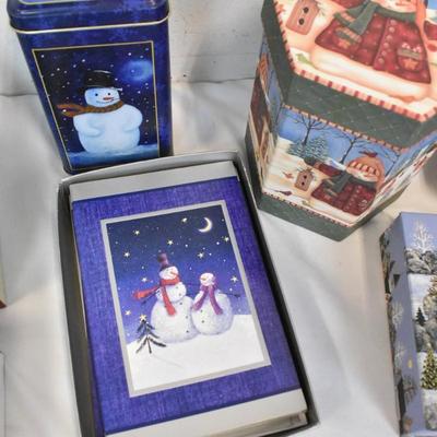 Christmas Gift Boxes and Holliday Cards, 5 Gift Boxes, 3 Boxes of Cards