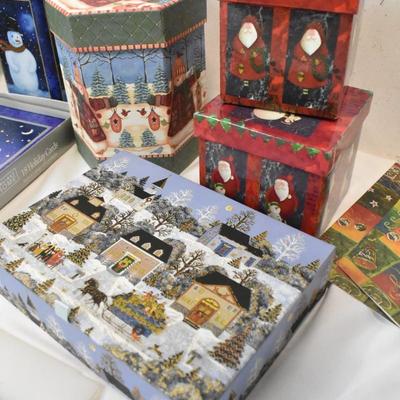 Christmas Gift Boxes and Holliday Cards, 5 Gift Boxes, 3 Boxes of Cards
