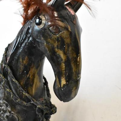Black Wooden Rocking Horse, Missing Doll?