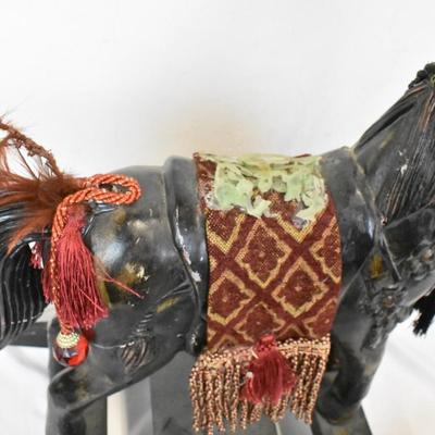 Black Wooden Rocking Horse, Missing Doll?