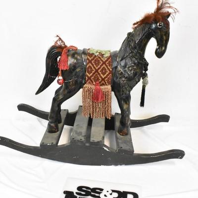 Black Wooden Rocking Horse, Missing Doll?