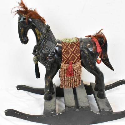 Black Wooden Rocking Horse, Missing Doll?